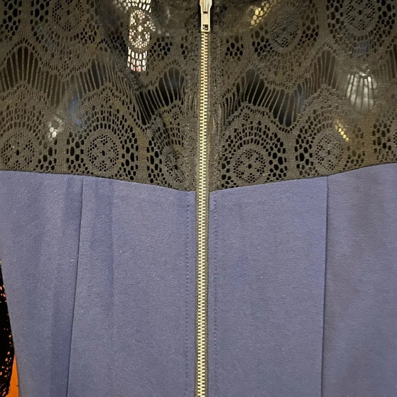 Xhilaration Navy Blue Dress Black Lace Long Sleeves Effortless Elegance Size XS - Picture 12 of 14